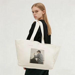 2025 logotipo personalizado tamaño mujeres reciclado reutilizable liso a granel gran algodón lona bolsa de compras de comestibles - Product Image 2