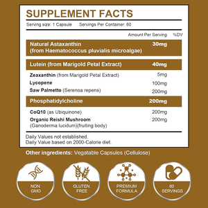 Capsules d'astaxanthine, fabricant OEM de produits nutraceutiques, GMP, antioxydant, santé des yeux, de la peau, des articulations, cardiovasculaire, vente en gros, en vrac - Product Image 3