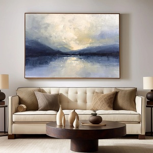 Pintura Texturizada, Arte Contemporáneo para Pared, Lienzo, Pintura al Óleo de Atardecer sobre Lago Sereno, Reflejos de Agua Tranquila, Arte para el Hogar y la Galería - Product Image 5