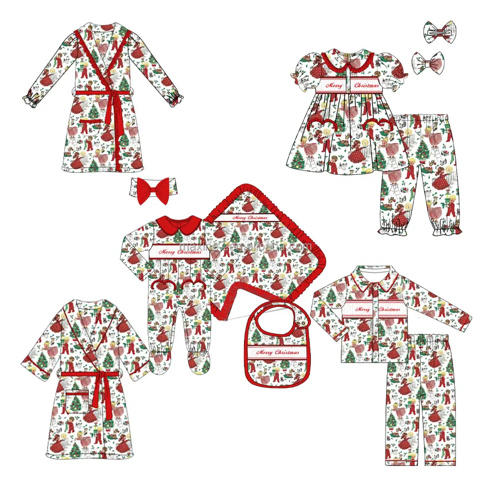 Conjuntos de roupas infantis Puresun para bebês meninas, pijama de Natal e inverno, roupas infantis boutique