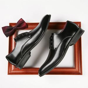 Zapatos de Hombre con Punta Cuadrada, de Cuero, Casuales, de Negocios, Cómodos, Transpirables, Diseño Moderno y Clásico para Uso Diario - Product Image 3