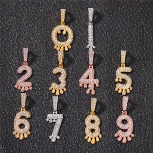 Oro rosa placcato Hiphop acqua goccia diamante impostazione <span class=keywords><strong>g</strong></span> <span class=keywords><strong>lettera</strong></span> ciondolo <span class=keywords><strong>collana</strong></span> numero di moda prodotto caldo - Product Image 3