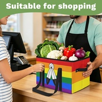 Panier de courses pliable et écologique personnalisé, motif arc-en-ciel fierté bicolore, pour articles de collection et courses