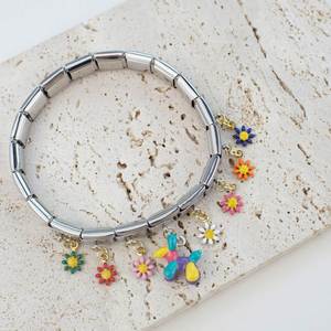 Nouvelle série de bracelets modulaires de style italien avec pendentifs floraux, chaîne d'assemblage personnalisée, bracelets à breloques tendance - Product Image 2