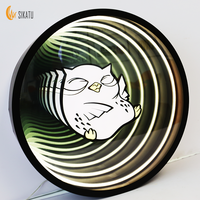 Boîtes lumineuses publicitaires rondes personnalisées en verre trempé avec effet holographique 3D, effet abysse magique et miroir infini