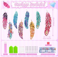 Kits de peinture diamant 5D DIY, Art diamanté DIY pour enfants, Marque-page plume à peindre au diamant
