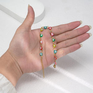 Accessoire de mode unisexe en acier inoxydable Bracelet à breloques porte-bonheur bleu huile yeux diables colorés - Product Image 3