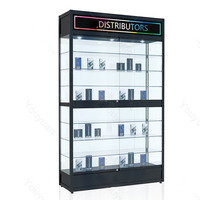 Vitrine d'exposition en verre avec étagères, 78 pouces de haut, porte coulissante, vitrine en verre LED pour boutique de détail, exposition de marchandises