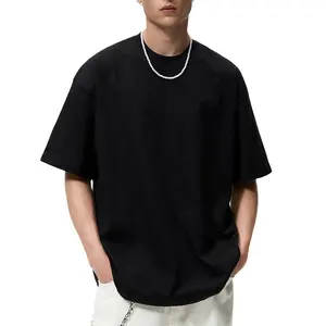 100% cotton men's oversize t shirt custom logo desgin Extended neck drop shoulder streetwear blank t shirt for men