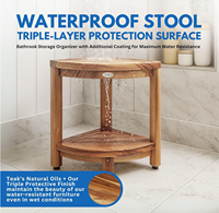 Tabouret de douche en teck massif pour salle de bain, petit banc d'angle, repose-pieds, siège de bain en bois robuste, montage facile, durable, facile