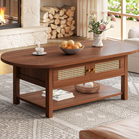 Table basse en chêne Japandi OEM avec étagère de rangement, mobilier léger en bois pour bureau à domicile et coin lecture