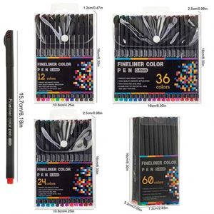 24 Colors Plastic Fine Point Art Markers 0.4MM Needle Smooth Writing Non-Erasable Artist Painting Drawing Student Use Set - Product Image 2