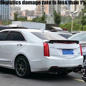 Alerón Trasero para Maletero de Cadillac ATS 2013 2014 2015 2016 2017 2018 Sedán, Negro Brillante/Estilo Fibra de Carbono, Divisor de Parachoques - Product Image 2