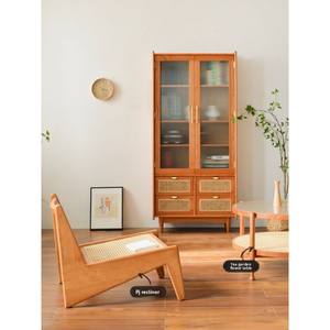 Nordico-legno di ciliegio in stile giapponese semplice armadietto di stoccaggio in legno massiccio libreria di vetro pavimento-Standing mobili per la casa libreria - Product Image 5