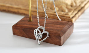 Wholesale High Quality Fine Elegant love Heart with <b>Big</b> <b>Crystal</b> and Stones Necklace Gift for Women - Product Image 3