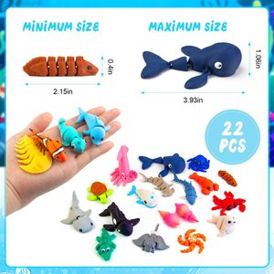Vashine Juego de 22 Animales Marinos en 3D, Juguetes Creativos y Divertidos para Niños, Animales Marinos Flexibles Impresos en 3D, Juguetes de Material Ecológico para Niños - Product Image 3