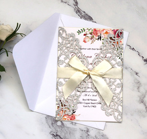 Mới nhất thiết kế bạc long lanh cắt laser lời mời thẻ long lanh giáng sinh chào đón thẻ cho các sự kiện tùy chỉnh lời mời sinh nhật - Product Image 3