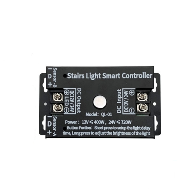 Full Brightness Staircase Controller DC12V/24V Stairs Light Smart Controller with Two Sensors for Single Color Led Strip