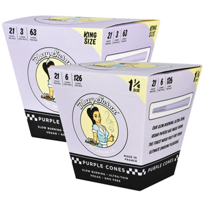 Conos de papel higiénico Blazy Susan, morados, tamaño 1 1/4 (6 por paquete) + tarjeta con cuchara RSV (21 paquetes en la caja completa) Papel de liar - Product Image 1