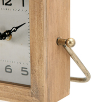 AbouTime T0010 Horloge de bureau carrée en bois traditionnelle avec personnalisation du logo, mouvement à quartz, affichage à aiguilles, fonction snooze