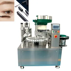 Piston Pump Monoblock Rotary Automatic Cosmetic Lip Gloss Eyeliner Mascara Filling Capping Machine For Make-up Production Line
