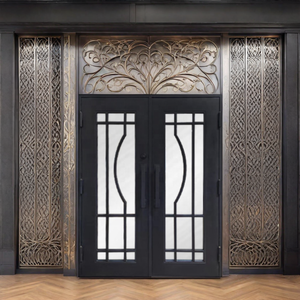 <span class=keywords><strong>Porte</strong></span> <span class=keywords><strong>d</strong></span>'<span class=keywords><strong>entrée</strong></span> en fibre de verre avec système de poussée et de traction, en acier et en verre, design français SY <span class=keywords><strong>noir</strong></span> mat - Product Image 4