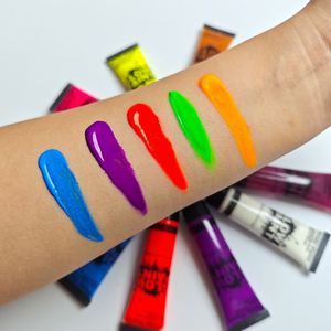 สีเพ้นท์หน้าและผิวกายเรืองแสงในที่มืดแบบยูวี สีรุ้งวิบวับ สำหรับแต่งหน้าฮาโลวีน อุปกรณ์เพ้นท์ร่างกาย - Product Image 2