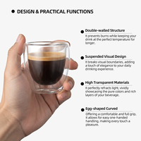 Gobelet en verre à double paroi 75 ml / 2,56 oz, tasse isotherme en borosilicate pour expresso, thé, jus, maison, café, bar, bureau