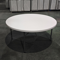 Table Pliante Ronde d'Extérieur 8-10 Places en Plastique HDPE Blanc Solide 60" pour Événements