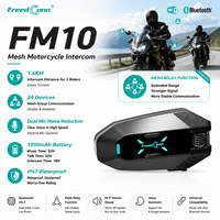 Casque Bluetooth FreedConn FM10 pour moto avec interphone mesh pour 24 motards