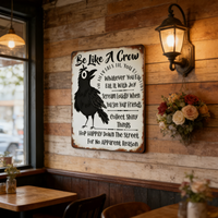 Décoration murale rustique en fer forgé avec corbeau, pour salle de classe et bureau, cadeau motivant, cadeau d'anniversaire, cadeau de mariage, panneau amusant avec corbeau, pour les amateurs de corbeaux