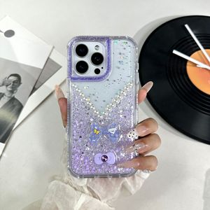 <span class=keywords><strong>Coque</strong></span> <span class=keywords><strong>de</strong></span> téléphone antichoc pour iPhone 18 17 16 ProMax, double couche transparente avec perles brillantes et nœud 3D en résine époxy - Product Image 3