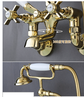 Ensemble de robinetterie de douche et baignoire moderne en laiton non revêtu, finition cascade, montage sur pied, avec cartouche céramique et jet pluie