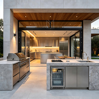 Mueble de Cocina Integrado de Lujo para Exteriores, Isla de Cocina de Acero Inoxidable Personalizada para Barbacoa, para Proyectos de Hoteles, Resorts y Jardines, OEM