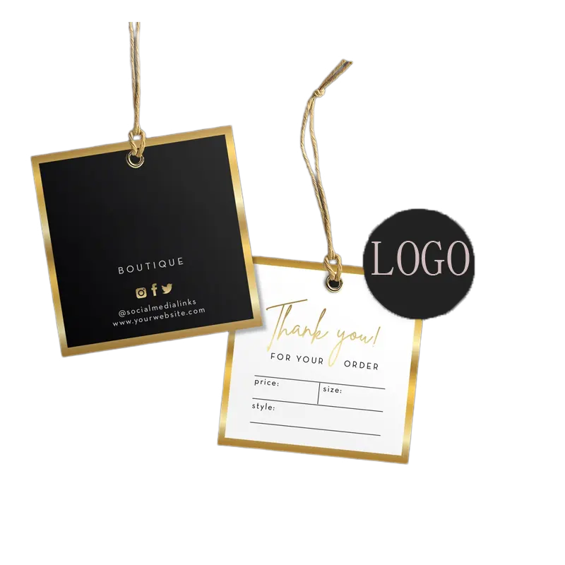 Custom Logo Dik Papier Duurzame Kleding Kleur Hang Tags Voor Bundels Haar Verpakking Kleding Eco-Vriendelijke Uv Hang Tags