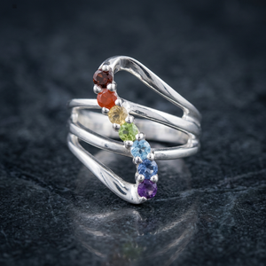 Anillo de plata con piedras preciosas - Product Image 1