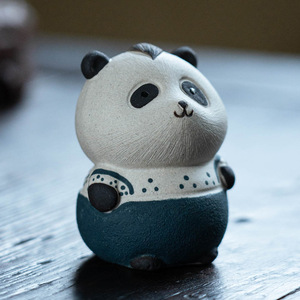 Figurine de panda Zisha Tea Pet, faite à la main, taille créative pour la réunion, pour la décoration de table à thé - Product Image 2