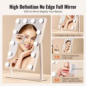 Hollywood Style Desktop Vanity <b>Makeup</b> <b>Mirror</b> With Lights, 5X Magnification, Foldable, Silver Frame, Plastic, 30 x 41 Cm, <b>Lighted</b> - Product Image 4
