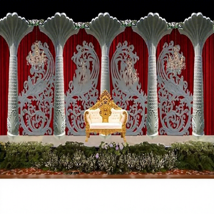 Escenario de Boda con Temática de Palmeras Blancas, Increíble Decoración de Escenario de Boda, Decoración de Palmeras para Escenario de Boda - Product Image 1