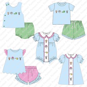 <span class=keywords><strong>Bambini</strong></span> ragazze primavera estate abiti bavaglino smerlato abbigliamento con girandola Smocked <span class=keywords><strong>bambini</strong></span> abbinati vestito <span class=keywords><strong>Applique</strong></span> - Product Image 4