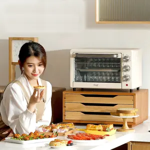 Forno profissional pequeno da coreia, 30 litros da cozinha sem fumo tela sensível ao toque multi barato rotatório forno elétrico com fogão top para casa