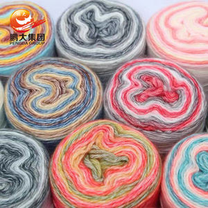 Tshirt aghi di marca a mano di lavoro a maglia del bambino morbido multi colori acrilici di <span class=keywords><strong>lana</strong></span> di cotone arcobaleno mescolato torta filato per uncinetto - Product Image 5