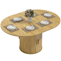 Table à manger moderne extensible avec feuilles amovibles et portes coulissantes en panneaux de particules, 6 places
