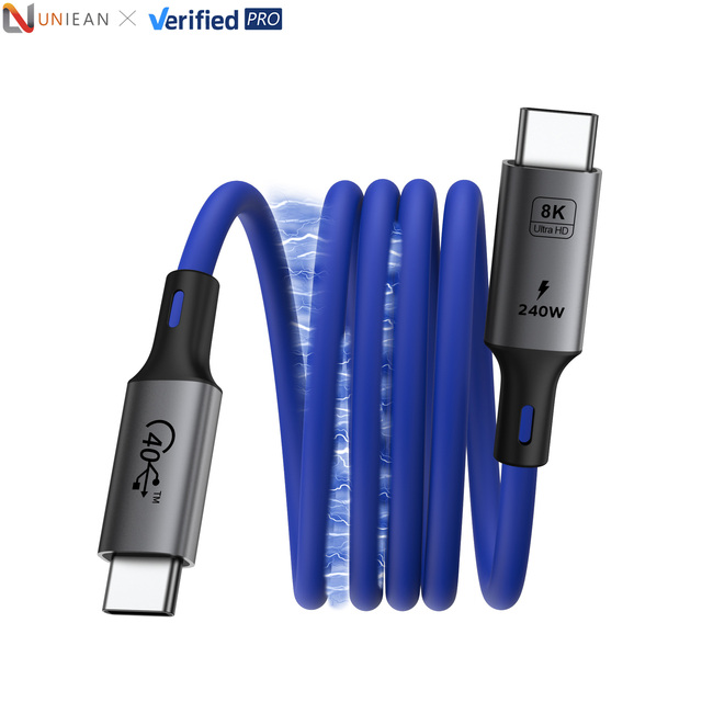 UNIWAN Magnetic Charging Silicone Cable 4.0USB C 100w 240w Type C Fast Charging Data Cables 40Gbps for Iphones to Android