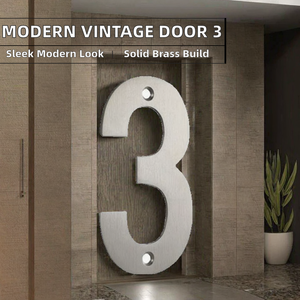 מספר דלת דקורטיבי ייחודי קלאסי אלגנטי מודרני בגימור פליז וינטג' בהתאמה אישית לדירה/בית מספר 3 - Product Image 2