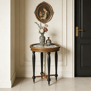 <span class=keywords><strong>Table</strong></span> basse ronde <span class=keywords><strong>de</strong></span> style mid-century personnalisée, détails peints à la main, bois <span class=keywords><strong>de</strong></span> tilleul massif, <span class=keywords><strong>table</strong></span> d'appoint classique, meubles <span class=keywords><strong>de</strong></span> salon - Product Image 1