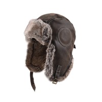 Gorro Ushanka de Invierno, Estilo Aviador, de Lana, Grueso, de Cuero, para Clima Frío, para Escalar