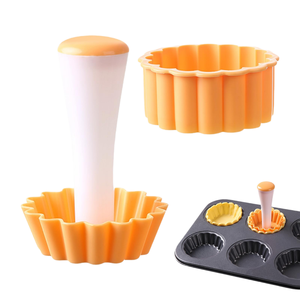 Juego de tamper para tartas, tamper para galletas con forma de flor, antiadherente, apto para alimentos, reutilizable, desmontable, herramienta para hornear pasteles y repostería, molde para tartaletas de huevo - Product Image 1
