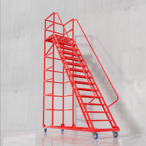 Almacén DE SEGURIDAD personalizado de acero Camión de escalera de plataforma móvil rodante de aluminio con pasamanos y ruedas Escalera de escalada de almacén - Product Image 3