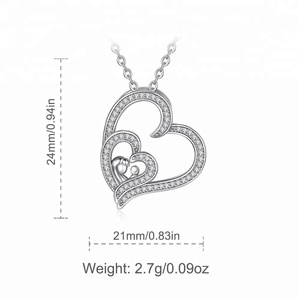Al por mayor nuevo doble corazones Zirconia plata encanto colgante collar de amor eterno para la madre - Product Image 6